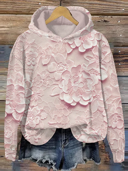 

Women Floral Spring/Fall Printing Long Sleeve Casual Daily Hoodie, Pink, Sweatshirts & Hoodies