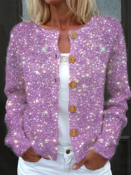 

Women Knitted Plain Long Sleeve Comfy Vintage Cardigan, Purple, Sweaters