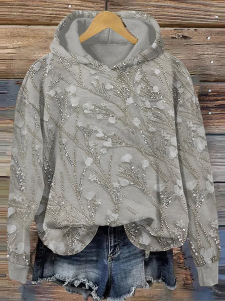

Women Floral Spring/Fall Printing Long Sleeve Casual Daily Hoodie, Gray, Sweatshirts & Hoodies
