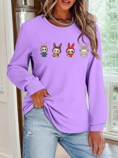 

Casual Crew Neck Animal Sweatshirt, Purple, Hoodies & Sweatshirts