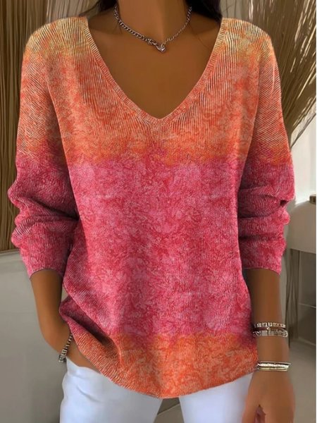

Women Cotton Ombre Long Sleeve Comfy Casual Sweater, Orange, Sweaters