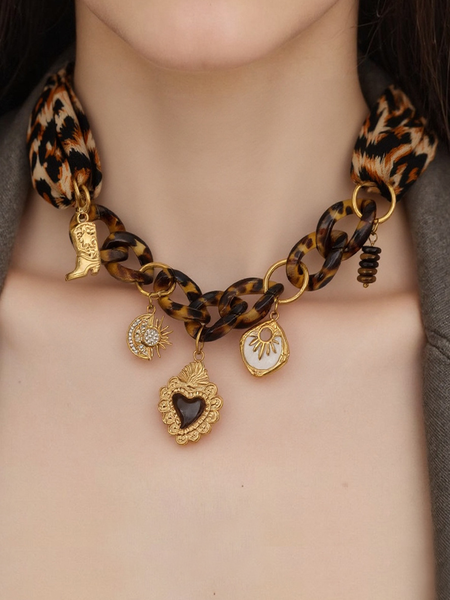 High-end personalized leopard print necklace
