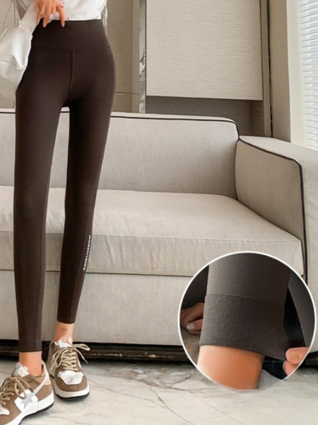 

Women Plain Casual All Season Split Joint Long Leggings, Coffee, Leggings