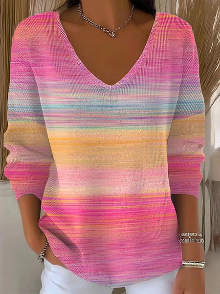

Women Cotton Ombre Long Sleeve Comfy Casual Sweater, Pink, Sweaters