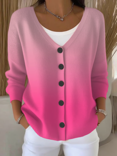 

Women Ombre Casual Spring/Fall Printing Cardigan, Pink, Cardigans