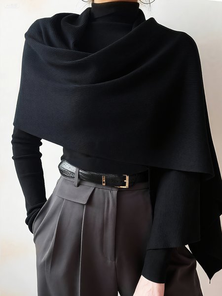 

Urban Plain Shawl Collar Sweater, Black, Pullovers