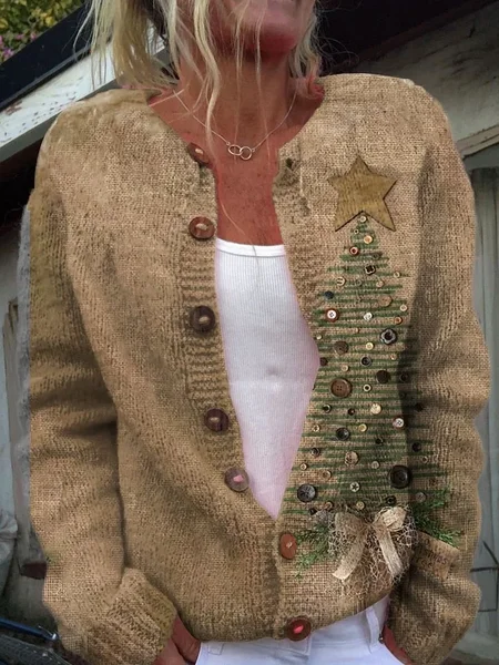 

Women Wool/Knitting Floral Long Sleeve Comfy Casual Cardigan, As picture, Cardigans