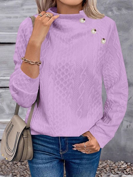 

Women Geometric Turtleneck Jacquard Vintage Spring/Fall Long Sleeve Sweatshirt, Purple, Sweatshirts & Hoodies