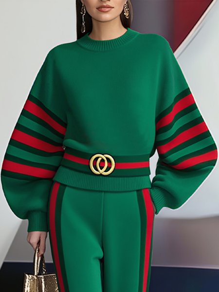 

Casual Color Block Crew Neck Raglan Sleeves Sweatshirt, Green, Hoodies and Sweatshirts