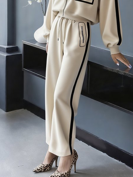 

Casual Color Block Split Joint Straight Pants, Khaki, Pants