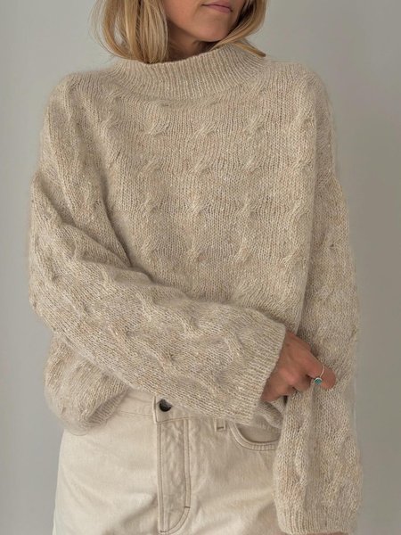 

Women Cotton Plain Long Sleeve Comfy Casual Sweater, Apricot, Sweaters