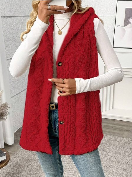 

Casual Plain Hoodie Regular Fit Cardigan, Red, Sweaters & Cardigans