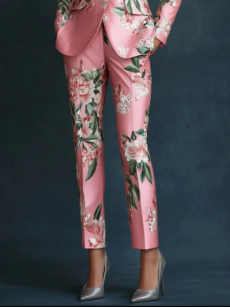 

Plus Size Urban Printing Regular Fit Pants, Pink, Plus Pants