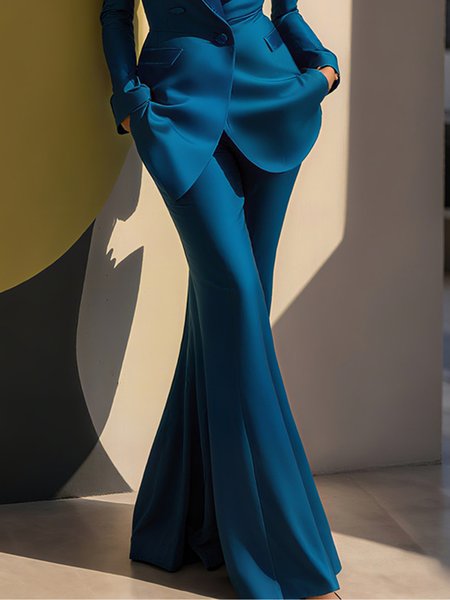 Satin Elegant Plain Flare Pants