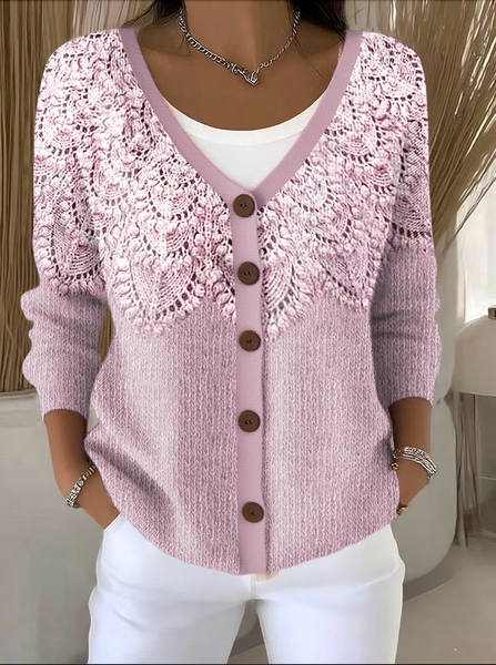 

Women Cotton Floral Long Sleeve Comfy Casual Cardigan, Pink, Sweaters