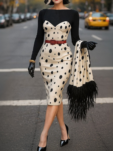 Elegant Polka Dots   Dress No Belt Not including the scarf on the hands