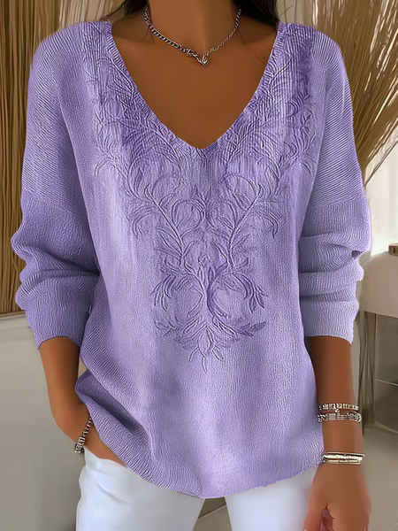 

Women Cotton Geometric Long Sleeve Comfy Casual Sweater, As picture, Sweaters