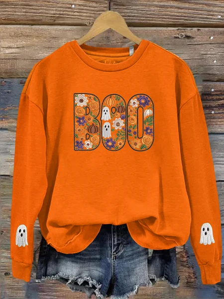 

Casual Crew Neck Animal Sweatshirt, Orange, Hoodies & Sweatshirts