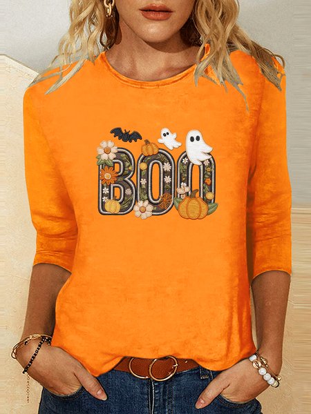 

Vintage Animal Crew Neck Long Sleeve T-shirt, Orange, T-shirts