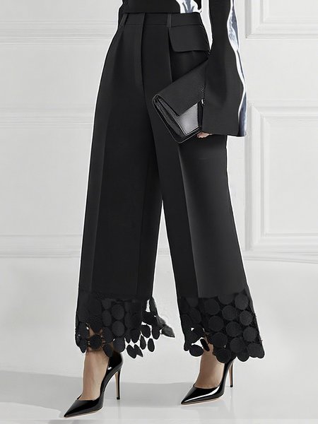 

Urban Plain Split Joint Straight Pants, Black, Pants
