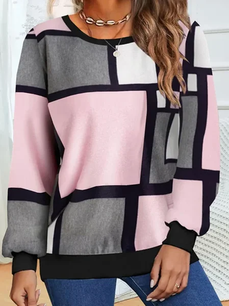 

Women Abstract Crew Neck Printing Casual Spring/Fall Long Sleeve Sweatshirt, Pink, Sweatshirts & Hoodies
