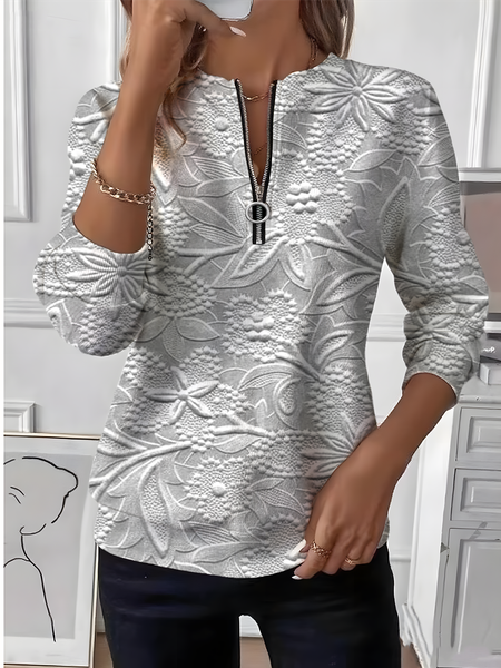 

Women Floral Crew Neck Vintage Spring/Fall Long Sleeve Sweatshirt, Light gray, Sweatshirts & Hoodies
