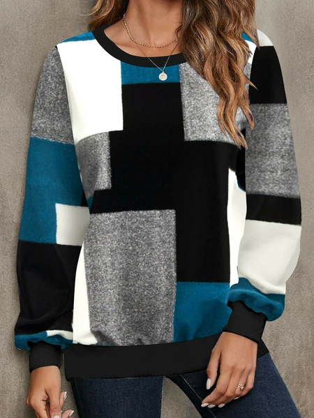

Women Abstract Crew Neck Printing Casual Spring/Fall Long Sleeve Sweatshirt, As picture, Sweatshirts & Hoodies