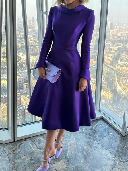 Elegant Plain Midi Dress