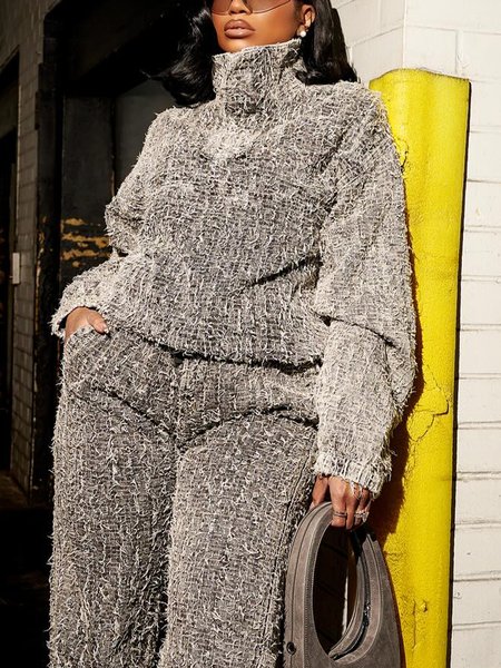 

Casual Plain Turtleneck Loosen Sweater, As picture, Pullovers