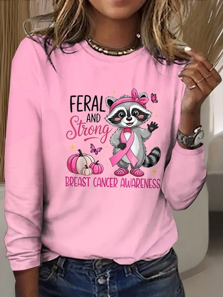 

Vintage Floral Crew Neck Long Sleeve T-shirt, Pink, T-shirts