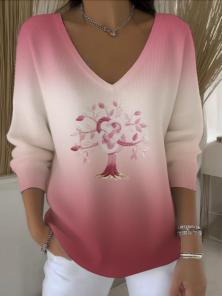 

Women Cotton Ombre Long Sleeve Comfy Casual Sweater, Pink, Sweaters
