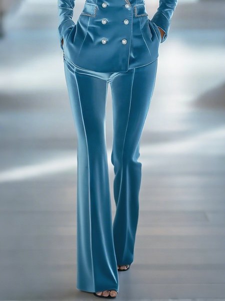 

Urban Plain Flare Pants, Blue, Pants