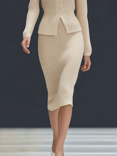 

Urban Plain Midi Skirt, As picture, Skirts