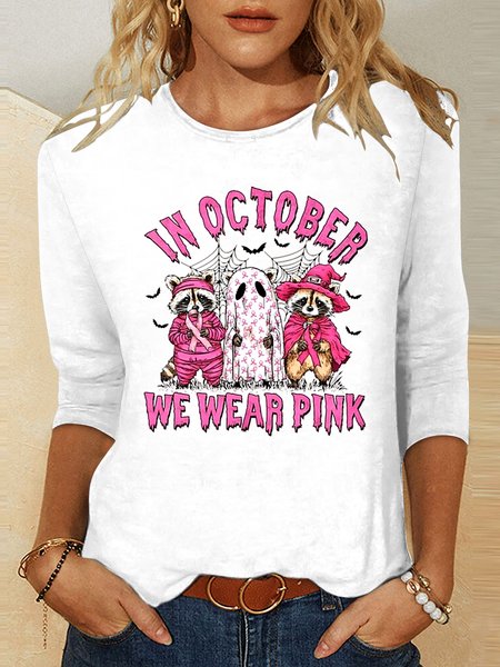 

Vintage Animal Crew Neck Long Sleeve T-shirt, White, T-shirts