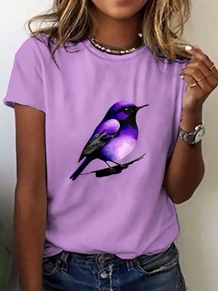 

Vintage Animal Crew Neck Short Sleeve T-shirt, Purple, T-shirts