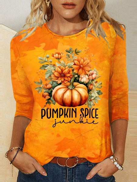 

Vintage Plants Crew Neck Long Sleeve T-shirt, Orange, T-shirts