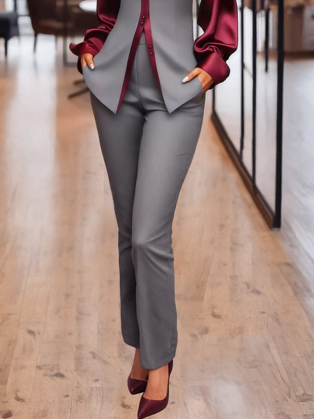 

Urban Plain Straight Pants, Gray, Pants