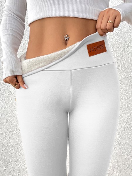 

Women Plain Casual Winter Long Leggings, White, Leggings