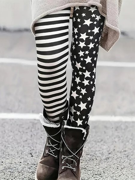

Women Striped Vintage All Season Long Leggings, As picture, Leggings