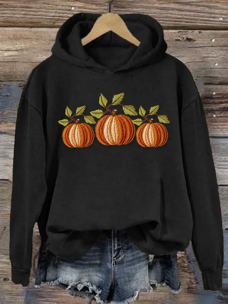 

Women Halloween (pumpkin) Spring/Fall Printing Long Sleeve Casual Daily Hoodie, Black, Sweatshirts & Hoodies