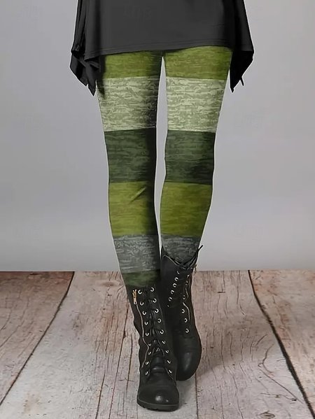 

Women Striped Vintage All Season Long Leggings, As picture, Leggings