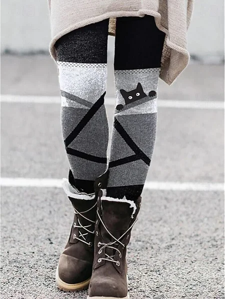 

Women Geometric Vintage All Season Long Leggings, As picture, Leggings