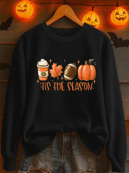 

Women Maple Leaf Crew Neck Printing Casual Spring/Fall Long Sleeve Sweatshirt, Black, Sweatshirts & Hoodies