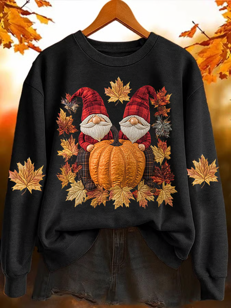 

Women Maple Leaf Crew Neck Printing Casual Spring/Fall Long Sleeve Sweatshirt, Black, Sweatshirts & Hoodies