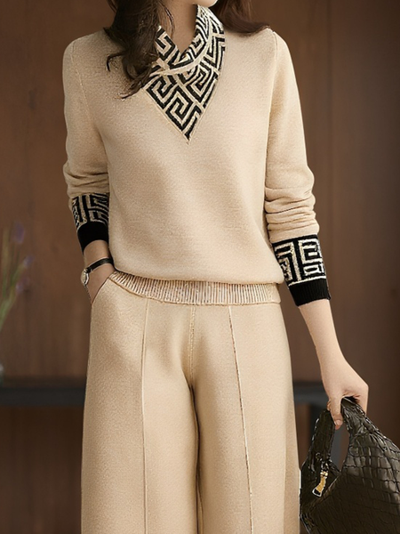 

Casual Geometric Sweater, As picture, Pullovers