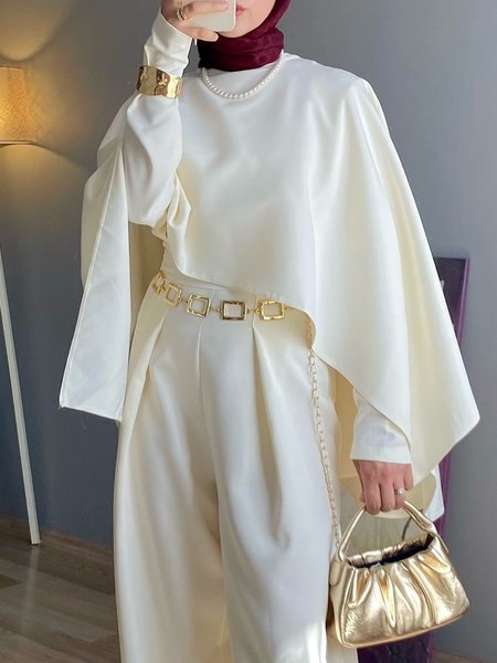 

Urban Plain Crew Neck Raglan Sleeves Blouse, Off white, Blouses and Shirts