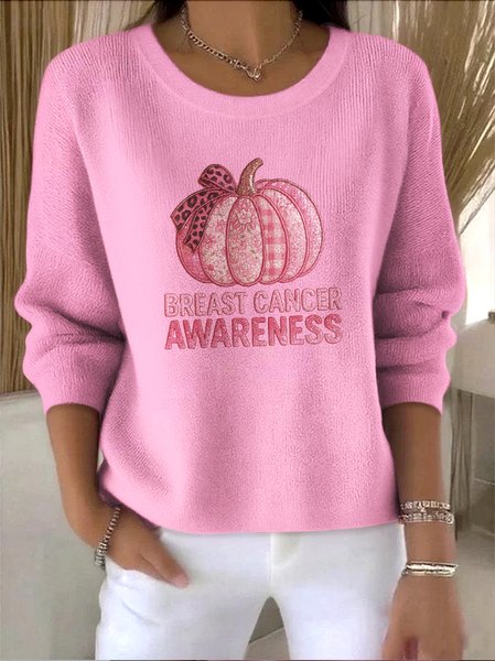 

Women Cotton Floral Long Sleeve Comfy Vintage Sweater, Pink, Sweaters