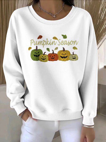 

Casual Crew Neck Floral Sweatshirt, White, Hoodies & Sweatshirts