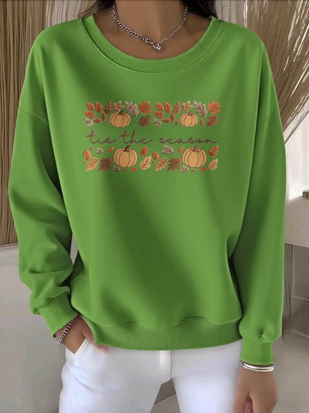 

Casual Crew Neck Floral Sweatshirt, Green, Hoodies & Sweatshirts