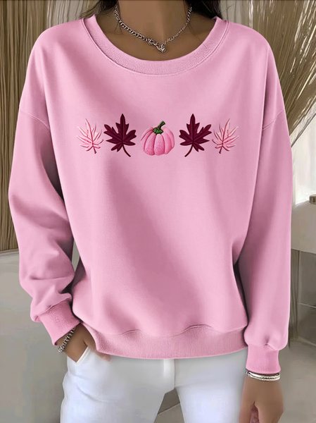 

Casual Crew Neck Floral Sweatshirt, Pink, Hoodies & Sweatshirts